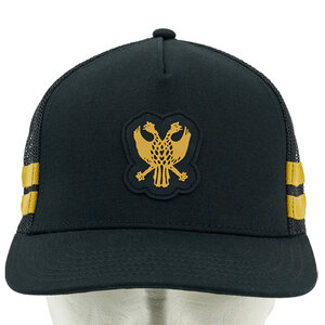 Cap black badge logo with gold stripes