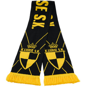 Zwarte sjaal met geel kruis logo