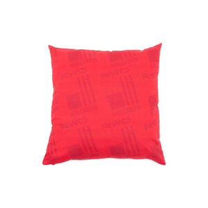 Red cushion with logo