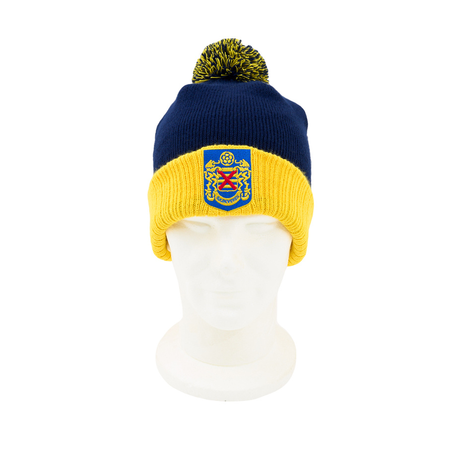 Topfanz Winterbeanie met Gele Rand en Pompom - SK Beveren