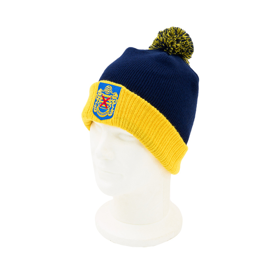Topfanz Bonnet d'hiver avec bord jaune et pompon - SK Beveren