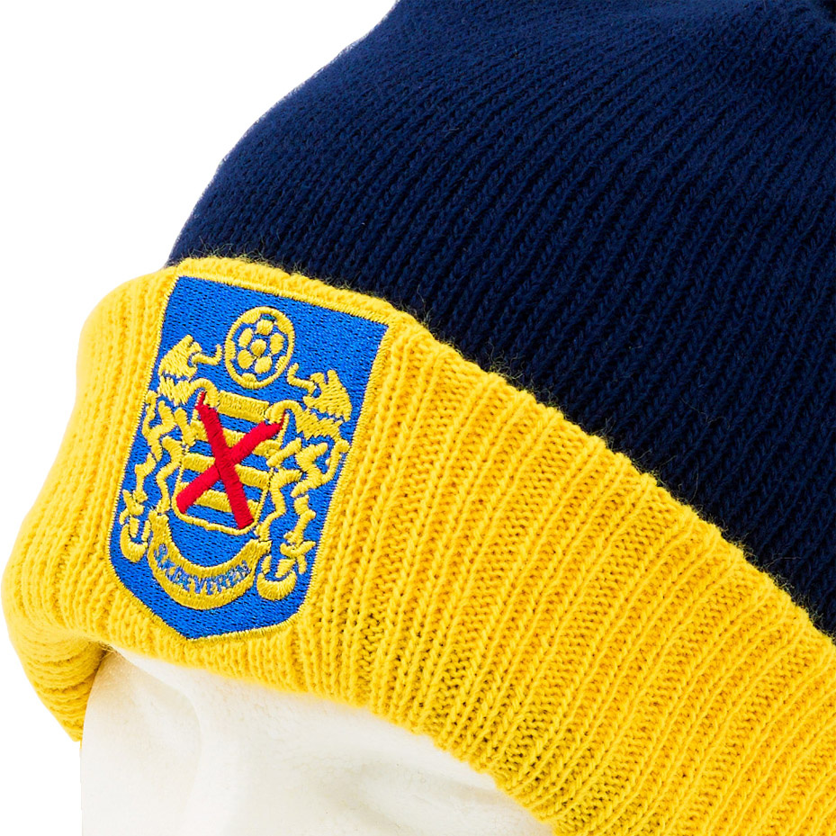 Topfanz Bonnet d'hiver avec bord jaune et pompon - SK Beveren