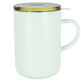 Ogo Theebeker met filter en deksel in acacia hout  Wit