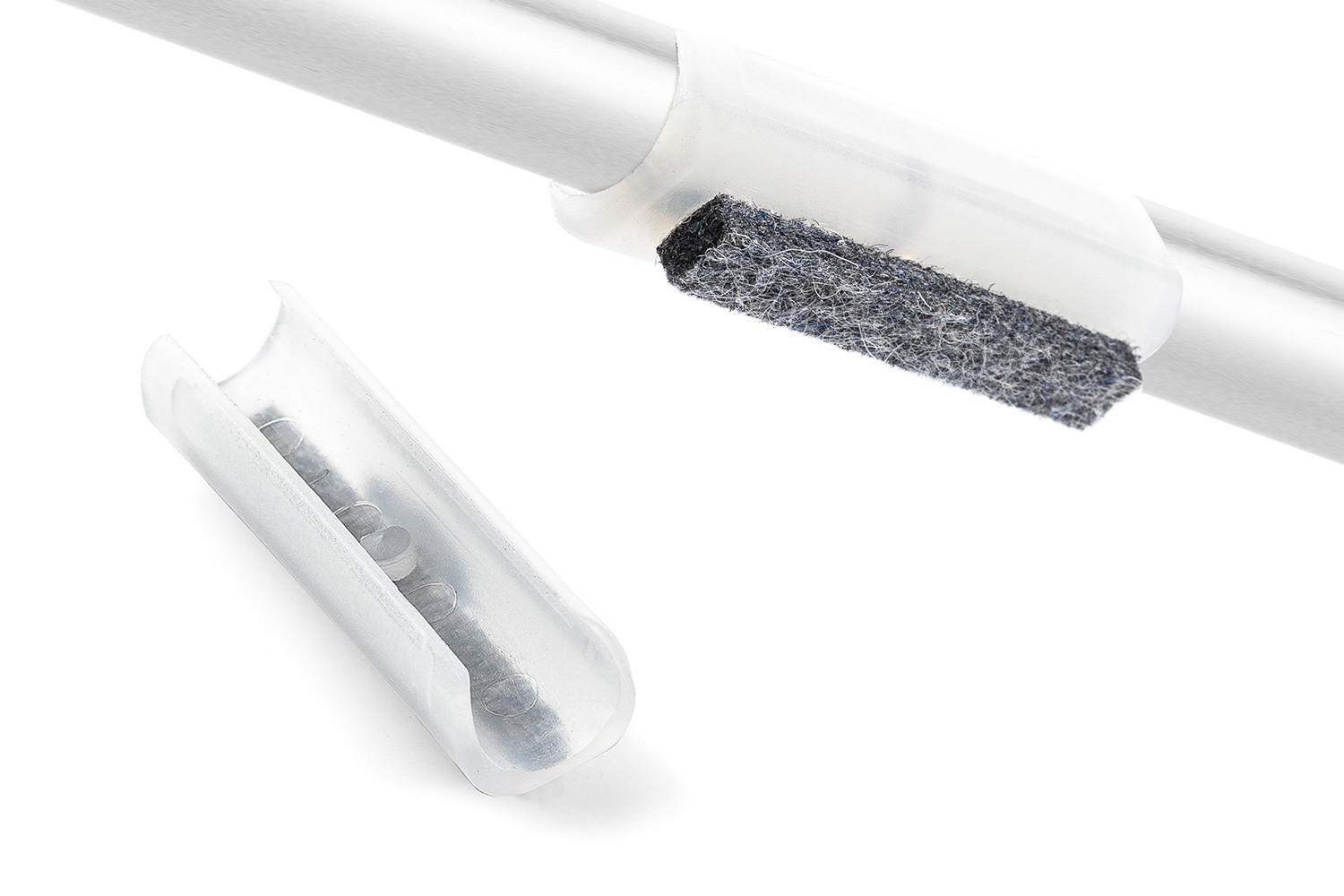 UNI viltglijder voor buisframes  transparant (extra smal)