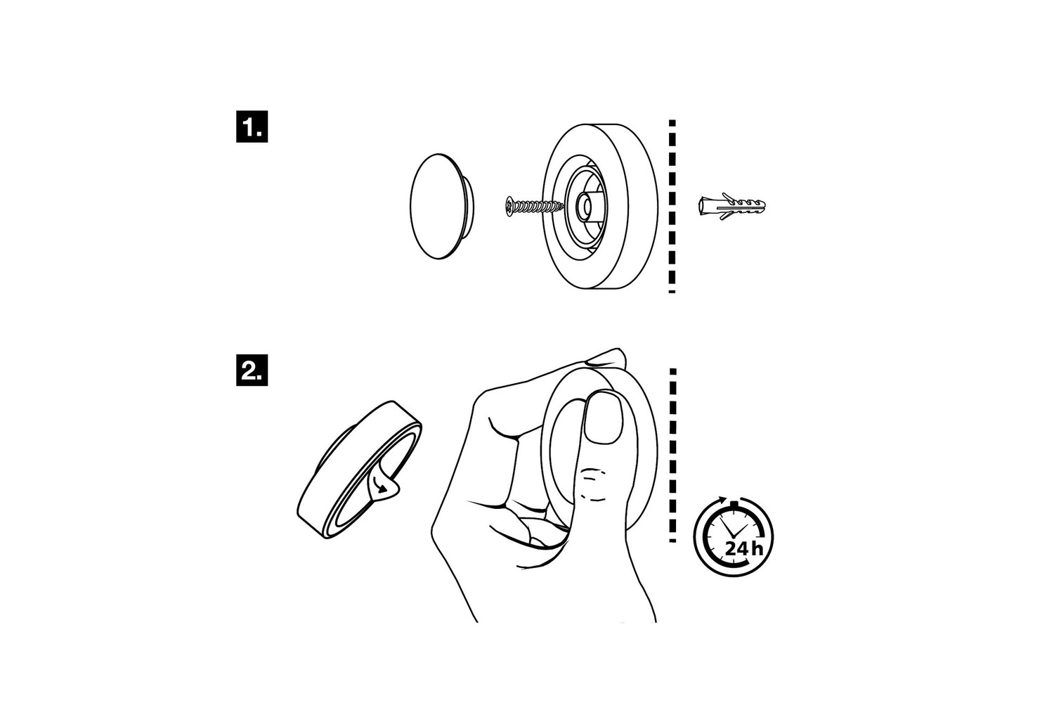 Deurstopper voor muurbevestiging (transparant/wit)