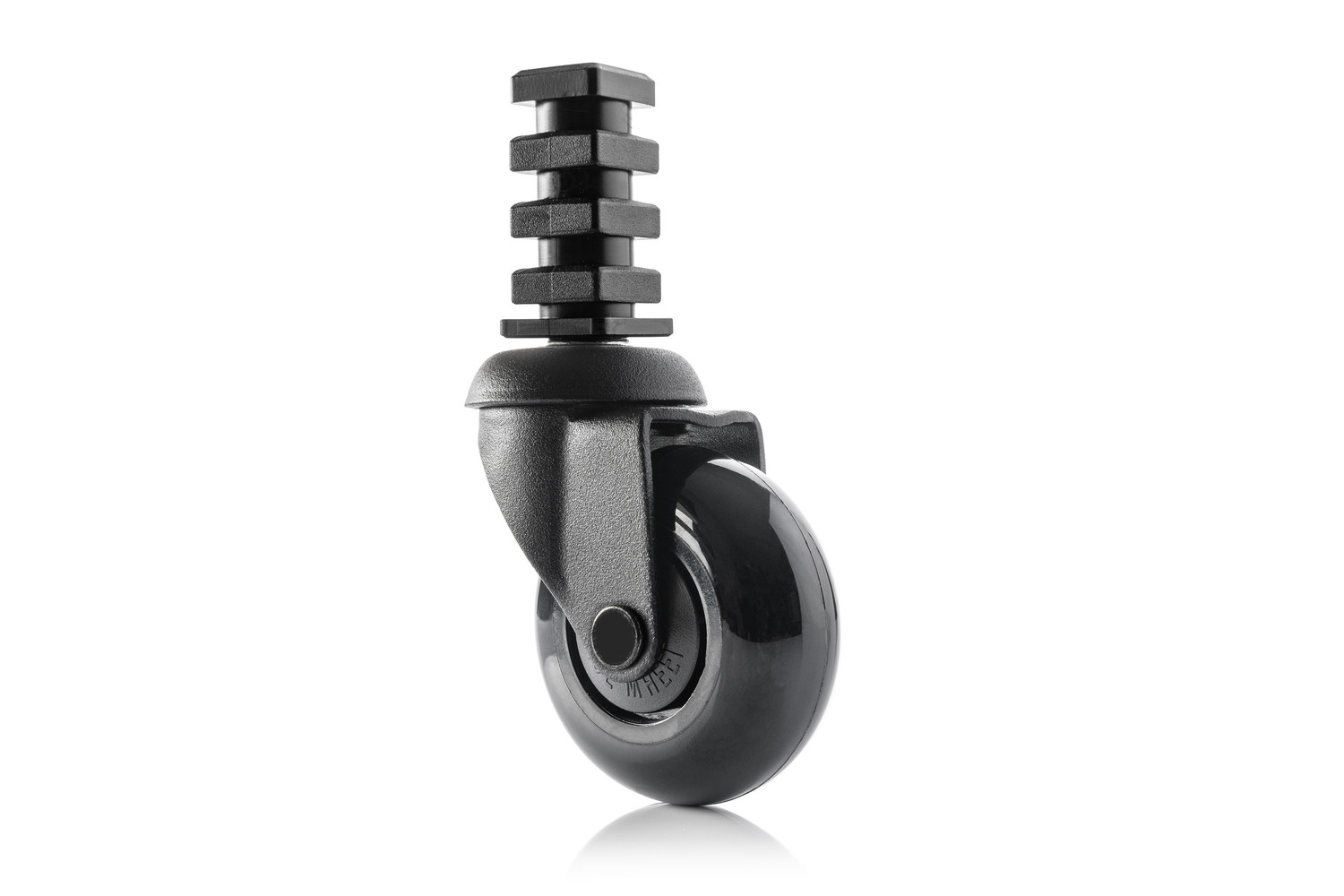 Meubelwiel inline 50 mm zacht loopvlak met vierkante plug (zwart/zwart)