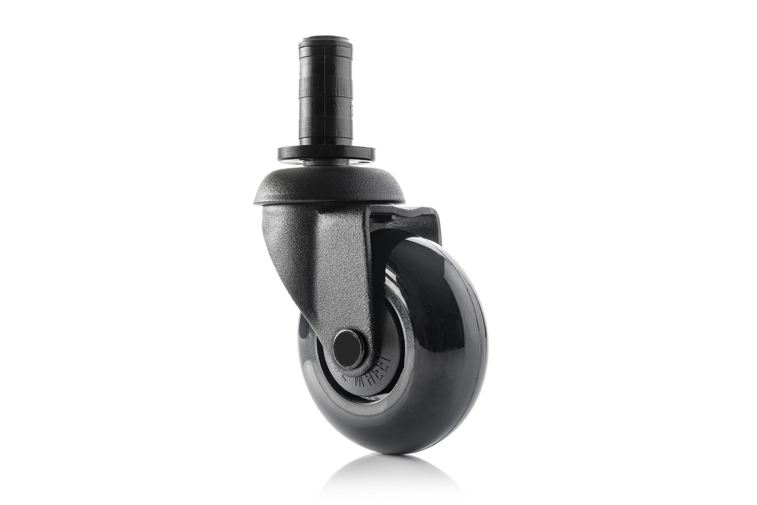 Meubelwiel inline - 50 mm - zacht - houtplug - zwart/zwart