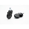 Meubelwiel inline - 50 mm - zacht loopvlak - houtplug - zwart/zwart