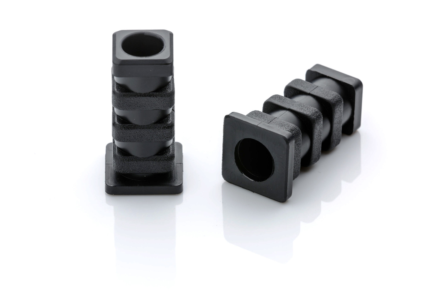 Meubelwiel inline - 50 mm - zacht loopvlak - vierkante plug - zwart/transparant