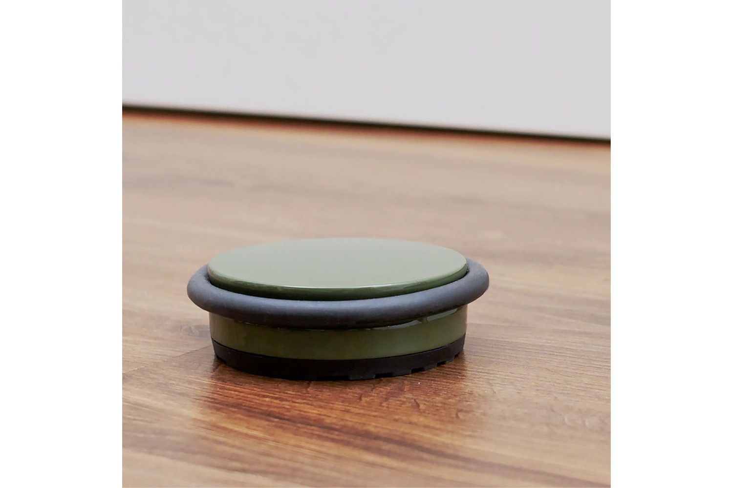 Ronde deurstopper staal (groen/zwart) - vrijstaand - vloer - 1kg
