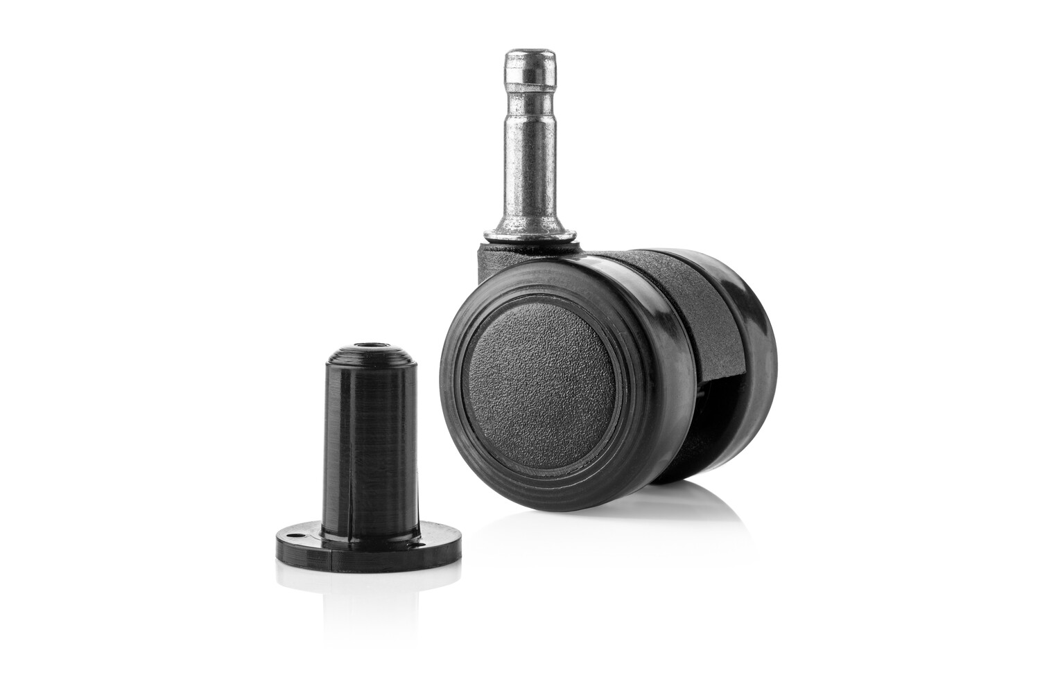 Meubelwiel 35 mm zacht loopvlak zwart met 8 mm stift