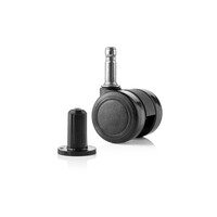 Meubelwiel 35 mm zacht loopvlak zwart met 8 mm stift & houtplug