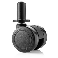 Meubelwiel 35 mm zacht loopvlak zwart met 8 mm stift & houtplug