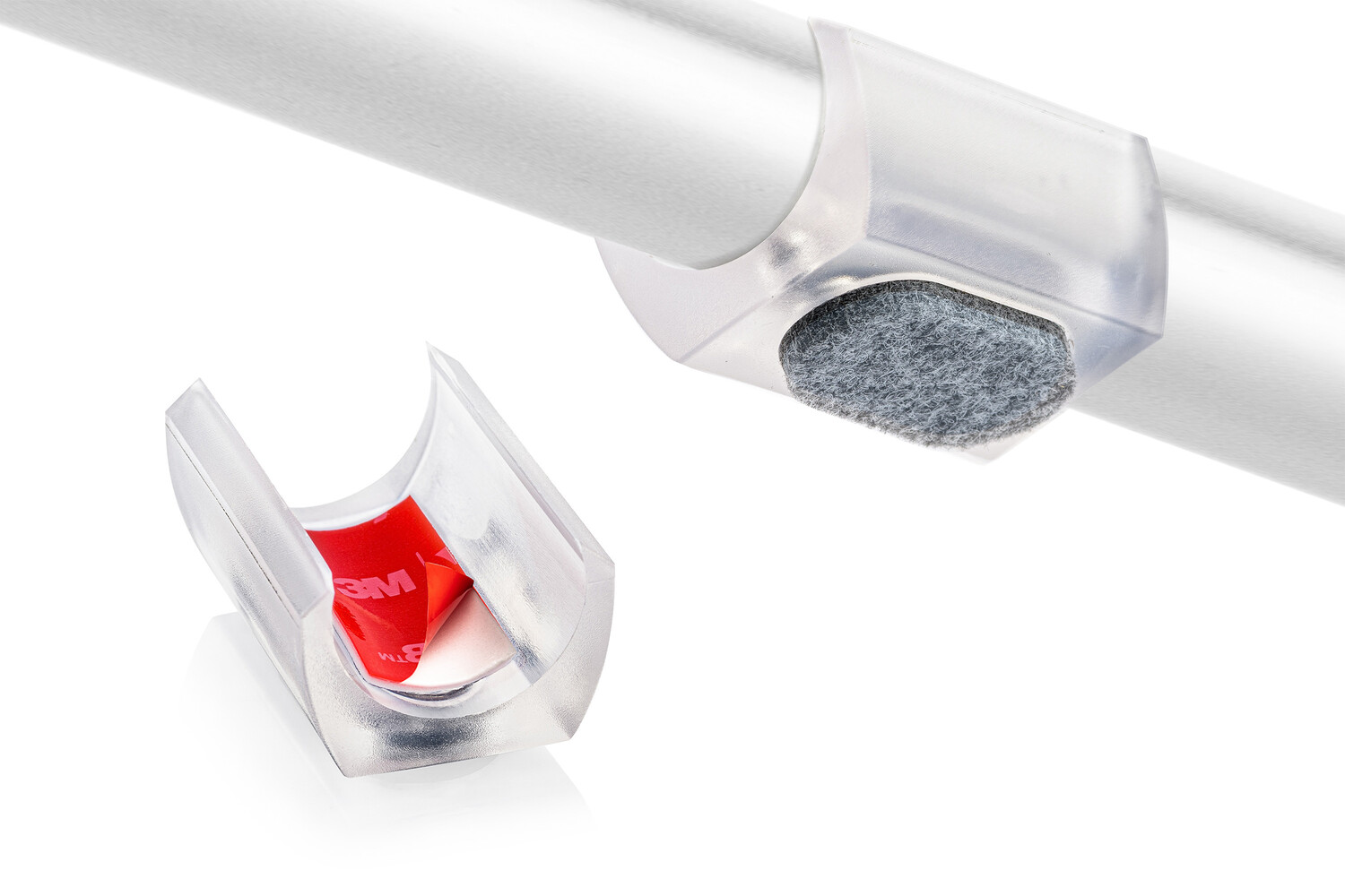 UNI-XL viltglijder voor buisframes  - zonder pin (naaldvilt) (transparant)