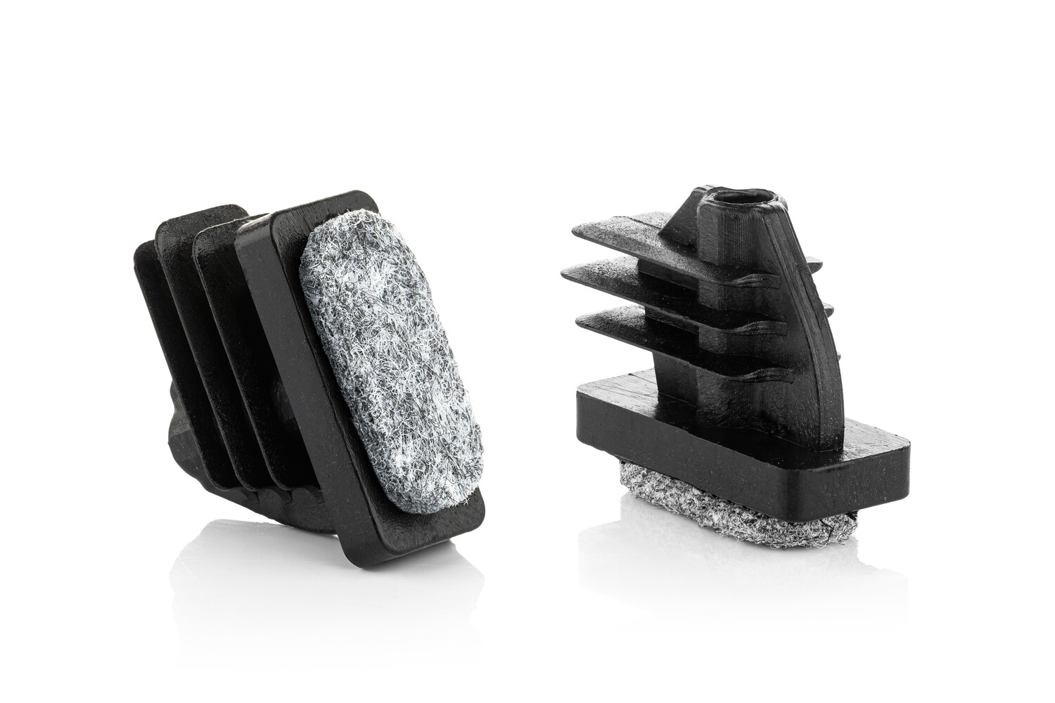 Stoelpootdoppen - inbuis - naaldvilt - rechthoekig - schuin