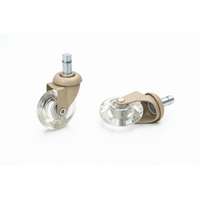 Meubelwiel inline - 50 mm zacht loopvlak met ronde dop (quartz/transparant)