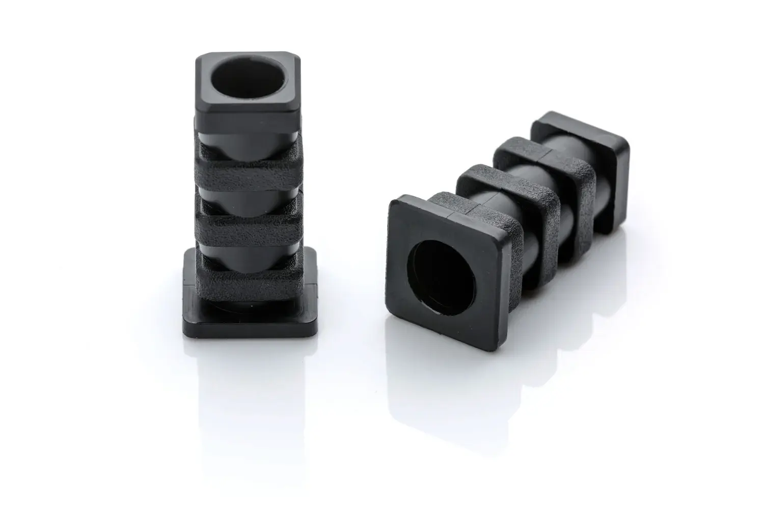 Meubelwiel inline - 50 mm zacht loopvlak met vierkante dop (quartz/transparant)