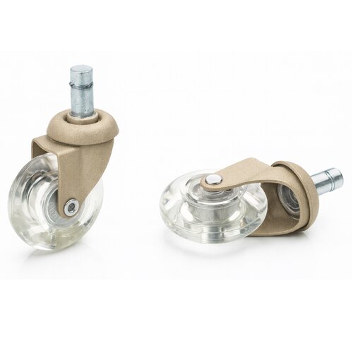 Meubelwiel inline - 50 mm zacht loopvlak met stift 11x22 mm (quartz/transparant)
