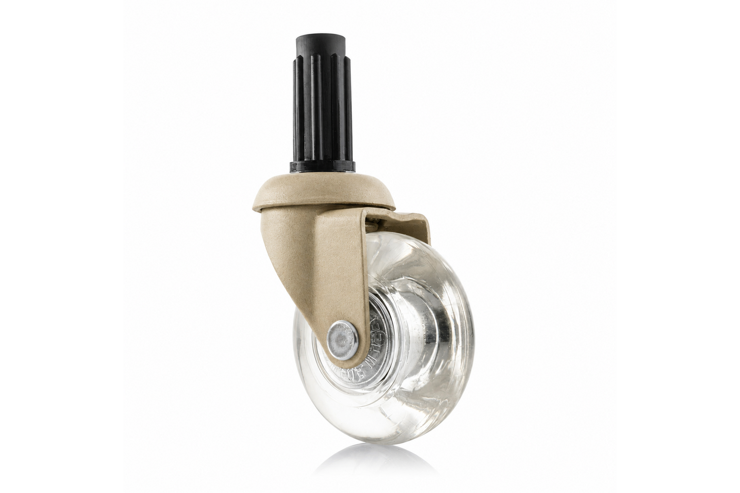 Meubelwiel inline - 50 mm zacht loopvlak met ronde dop (quartz/transparant)