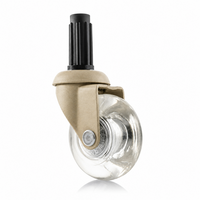 Meubelwiel inline - 50 mm zacht loopvlak met ronde dop (quartz/transparant)