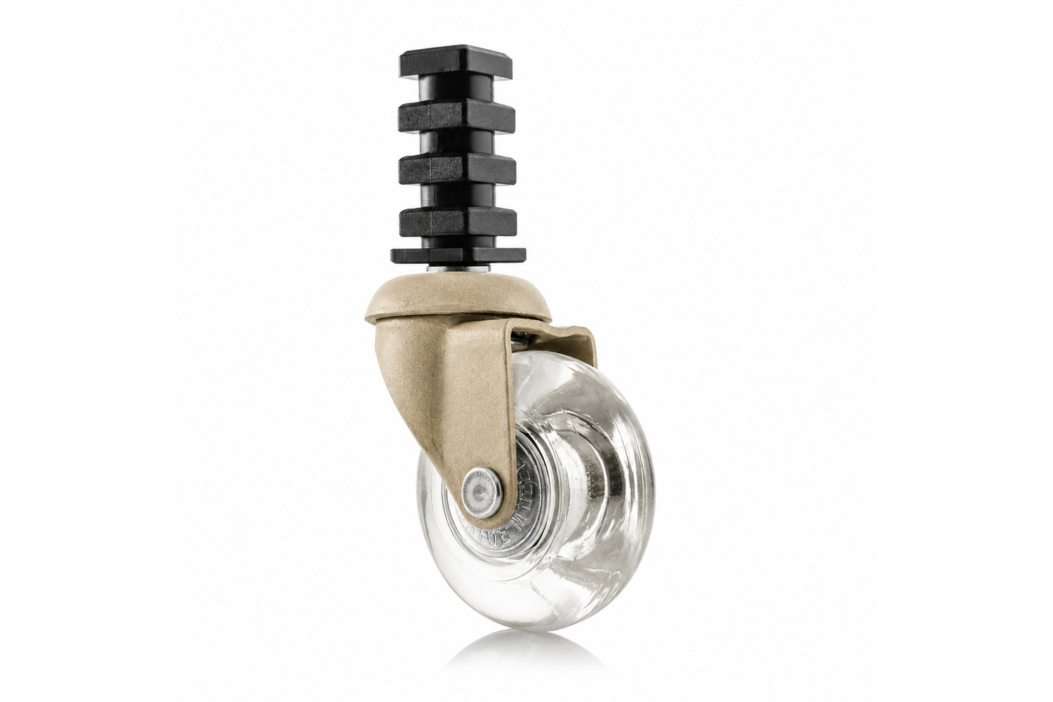 Meubelwiel inline - 50 mm zacht loopvlak met vierkante dop (quartz/transparant)