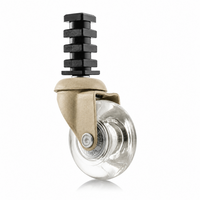 Meubelwiel inline - 50 mm zacht loopvlak met vierkante dop (quartz/transparant)