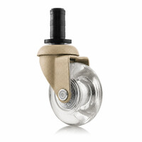 Meubelwiel inline - 50 mm zacht loopvlak met houtplug (quartz/transparant)