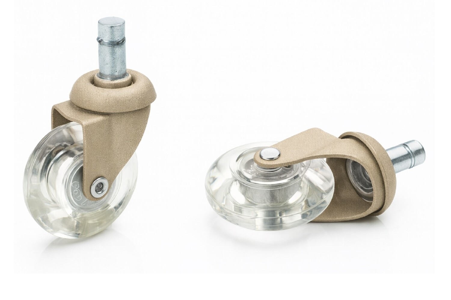Meubelwiel inline - 50 mm zacht loopvlak met vierkante dop (quartz/transparant)