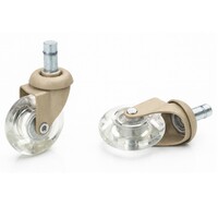 Meubelwiel inline - 50 mm zacht loopvlak met vierkante dop (quartz/transparant)