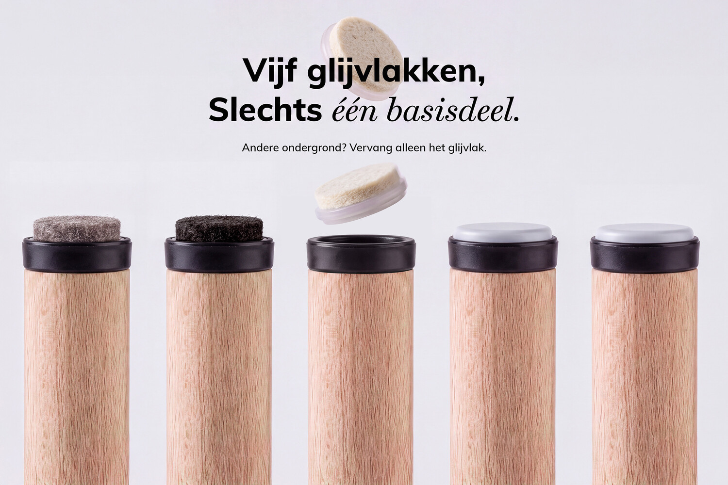 Glijder rond met vervangbaar vilt (natural)