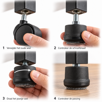 Meubelpootje 38 mm rond vilt met schroefdraad (breed) - M8 - M10