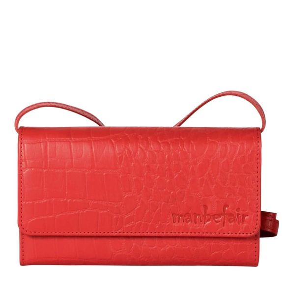 Mini Clutch Lily aus pflanzlich gegerbtem Leder – Retro Rot mit Kroko-Prägung