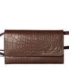 Lily Leather Clutch Brown Croco