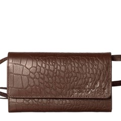 Lily Leather Clutch Brown Croco