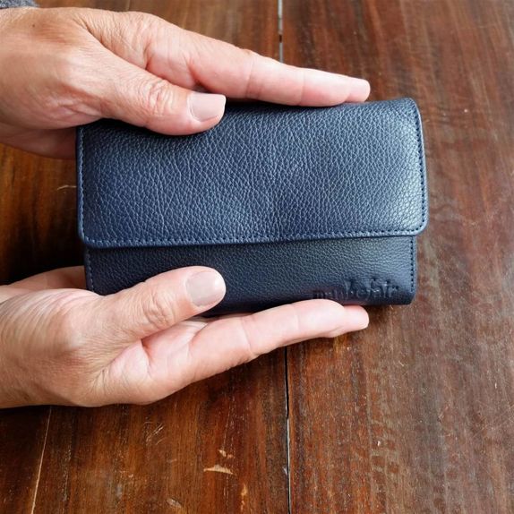 Damen Geldbörse Joni aus pflanzlich gegerbtem Leder – Blau