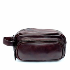 Toronto Chocolate Brown Leather Wash Bag