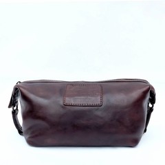 KARL TOILET BAG leather  dark brown