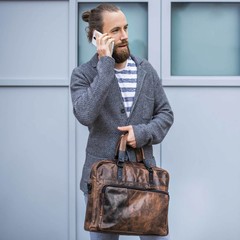 SAM  LAPTOPBAG leather smokey brown