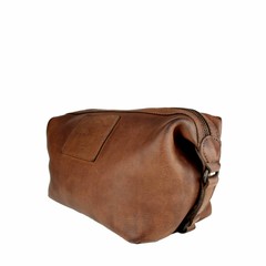 Karl Reddish Brown Leather Wash Bag