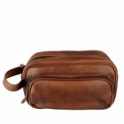 TOILET BAG TORONTO leather reddish brown