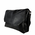Loki Black Leather Messenger Laptop Bag