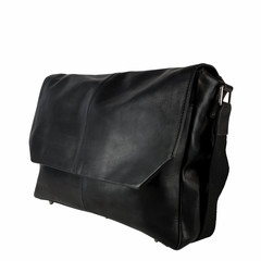 Loki Black Leather Messenger Laptop Bag