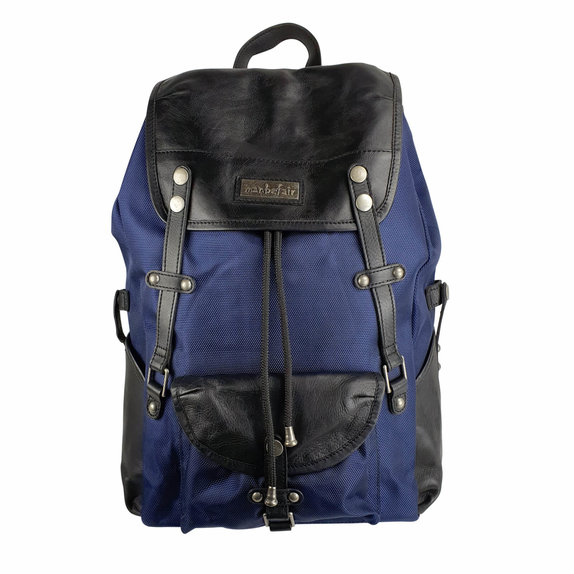 Laptop-Rucksack Athena aus recyceltem PET-Gewebe & Leder – Blau
