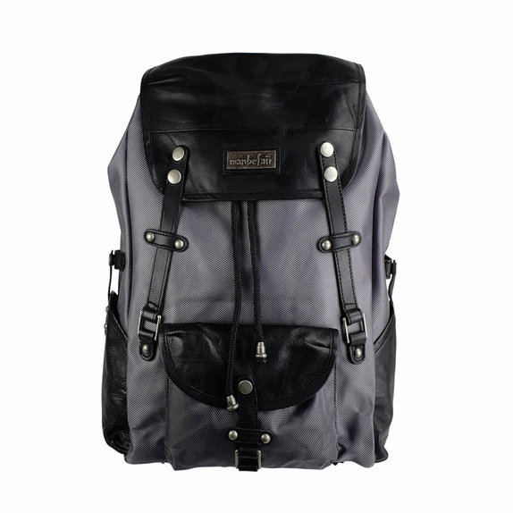 Athena Laptop Backpack in Recycled PET Fabric & Leather – Grey