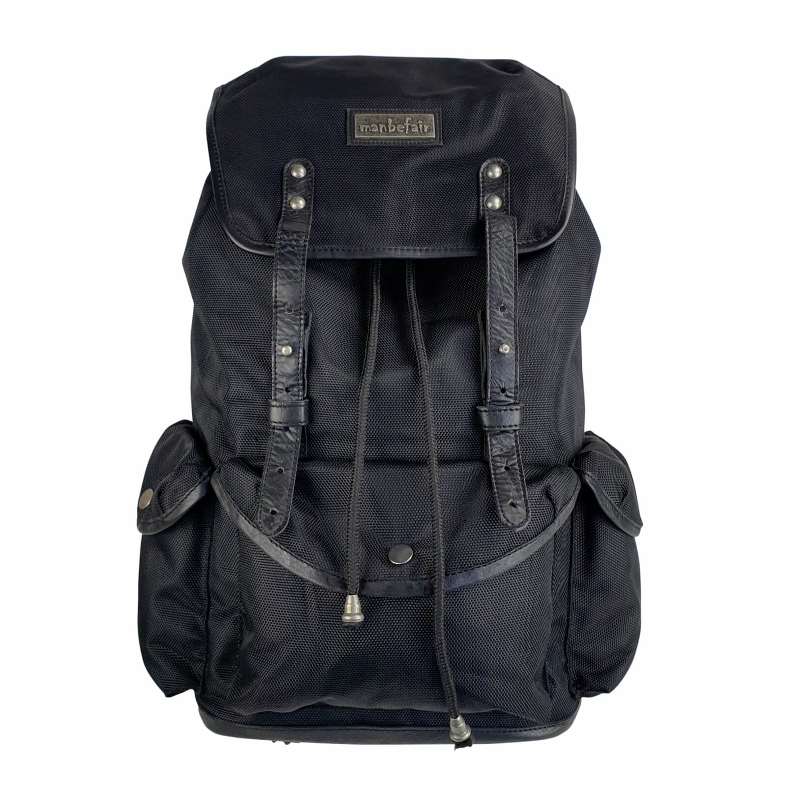 schwarzer Rucksack Vienna, robust, recycelt, Leder, fair produziert