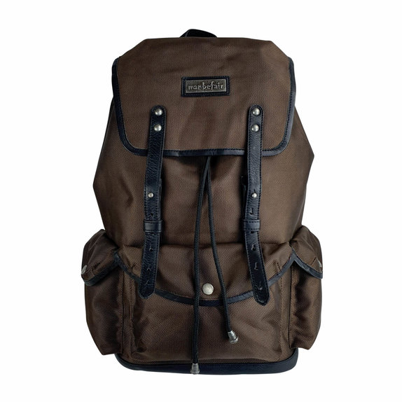 Vienna Laptop Backpack in Recycled PET Fabric & Leather – Brown