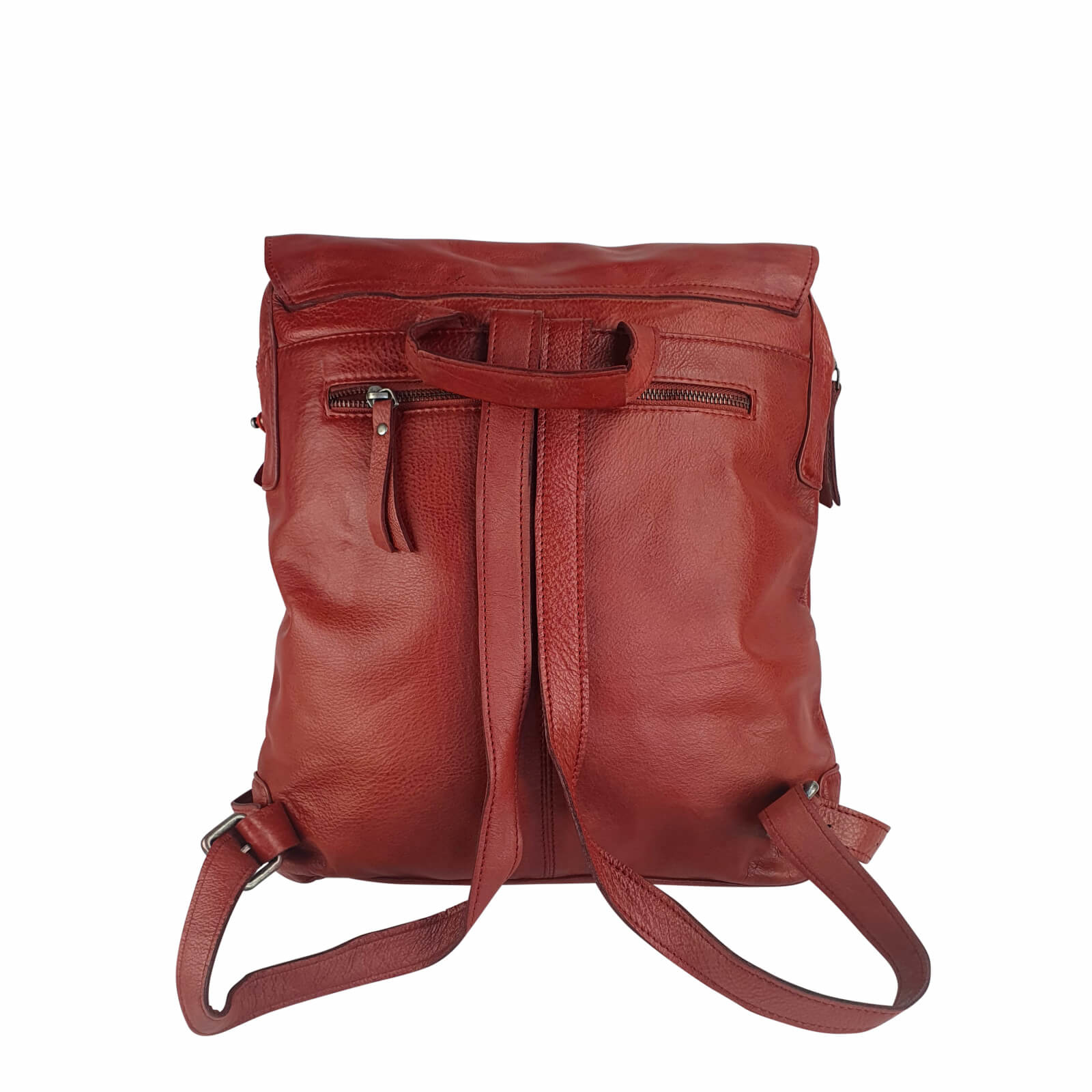 Rucksack Miss Lola aus rotem Leder und Bio-Cotton, fair produziert