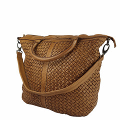 Lucille Braided Leather Shopper Beige