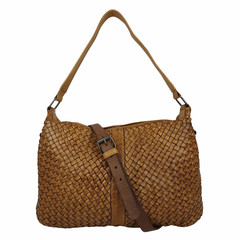 Schultertasche Cécile Flechtleder beige