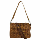 Manon Braided Leather Shoulder Bag Beige